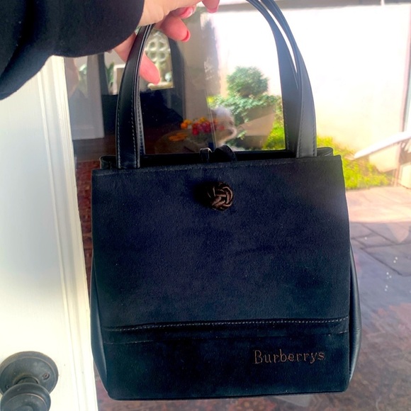 BURBERRY Nova Check True Vintage Handbag Top Handle Suede and Leather Small Mini - Picture 17 of 17